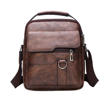 Generic Messenger Bag for Men - Retro PU Leather Shoulder Bag Shoulder Bag with Adjustable Strap | Large Capacity Portable Bag for Men, Large Capacity Work Ba