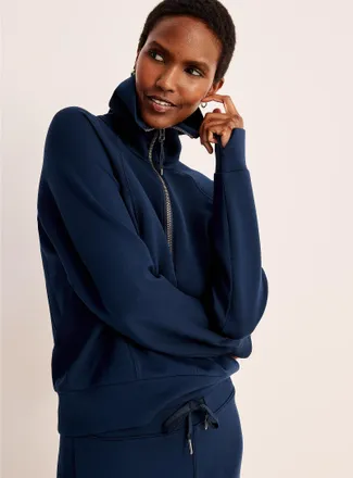 Spanx Womens AirEssentials zippered mock-neck sweatshirt