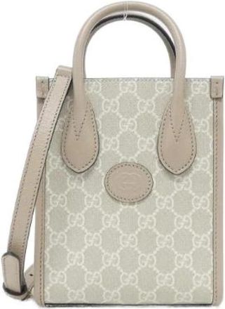 Gucci Pre-owned GG Supreme Canvas Leren Schoudertas - Dames - Vintage Mini Tas - Beige - ONE Size - Leer - Vintage