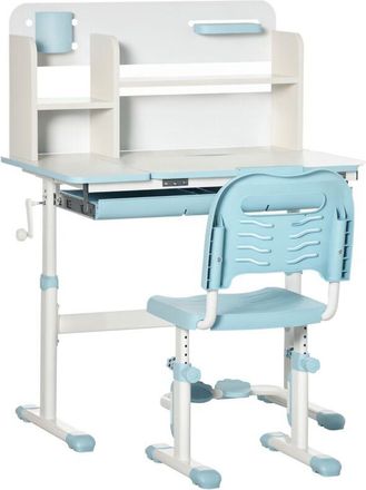 HOMCOM Homcom - Juego De Escritorio Y Silla Para Ni&ntilde;os De +3 A&ntilde;os Con Altura Ajustable Pupitre Infantil Con Tablero De Mesa Inclinable Caj&oacute;n 80x52x88-109 Cm