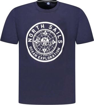 North Sails Tops, Heren, Blauw, 2Xl, Katoen, Blauw katoenen heren T-shirt