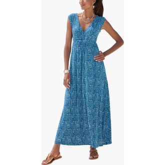 Lascana Womens Print V-Neck Maxi Dress in Blue-Printed at Nordstrom, Size 12