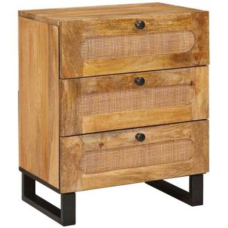 vidaXL Bedside Cabinet Natural 50 x 33 x 62 cm Solid Mango Wood vidaXL