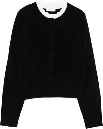 Sandro buttoned scalloped-trim cardigan - Black