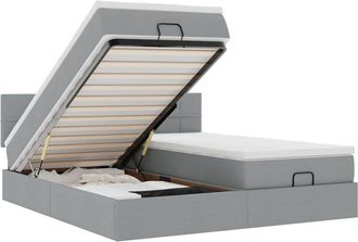vidaXL Estructura De Cama Otomana Colchones Tela Gris Claro 200x200cm Vidaxl