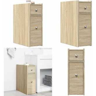 vidaXL Armadietto da Bagno Stretto con Ruote Rovere Sonoma Truciolato - Armadietto da bagno con ruote - Armadietto da bagno stretto