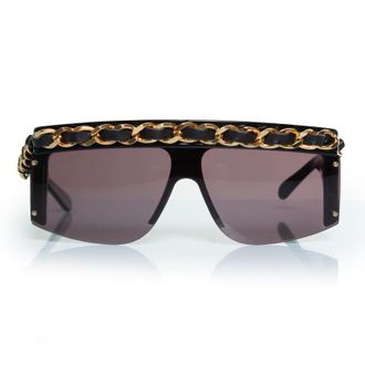 Chanel Chanel, vintage zonnebril met zwarte ketting