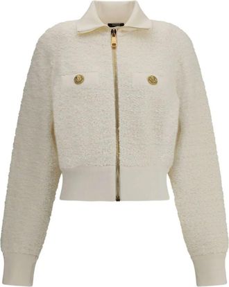 Balmain Batwing Zipped Tweed Bomber Jacket