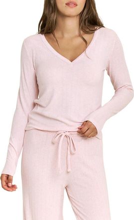 Honeydew Intimates Cloud Modal Long Sleeve Henley in Heather Rose Quartz at Nordstrom, Size X-Large