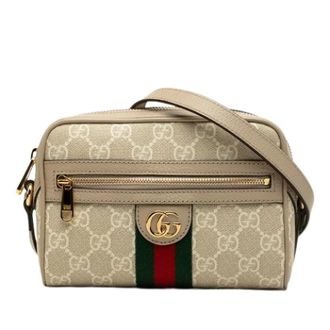 Gucci Pre-owned Ophidia Crossbody - Dames - Pre-owned - Beige - Maat: ONE Size Leer