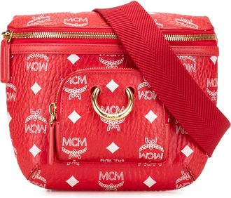 MCM Pre-owned Womens Visetos Belt Bag - Red Textile - One Size
