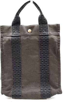 Herm&egrave;s Her Line Gray Canvas Backpack (Pre-Owned)