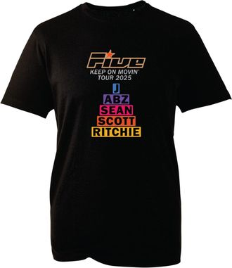 Generic Keep On Movin Tour 2025 T-Shirt - Retro Concert Graphic Tee, Colorful Music Tour Design Shirt for Men & Women, Vintage Fan Gift (Black, XL)