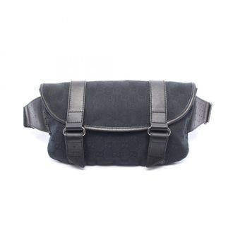 Gucci Gg Canvas Black Gg Canvas Leather Fanny Pack (Pre-Owned)