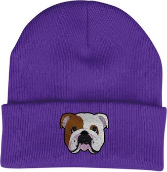 Bang Tidy Clothing English Bulldog Beanie Hat - Dog Lovers Gifts for Women - Winter Hats for Women - Knitted Wooly Ladies Hats - Dog Walking Accessories - Embroidered Gi