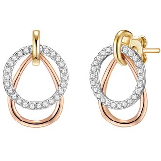 Rafaela Donata Womens Stud earring sterling silver tricolor zirconia white - Multicolour - One Size