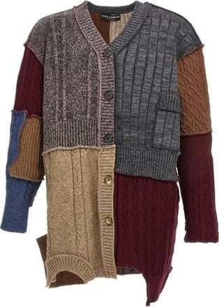 Dolce & Gabbana Patchwork Knit Cardigan - Heren - Vesten - Veelkleurig - XS - Wol - Truien & Vesten