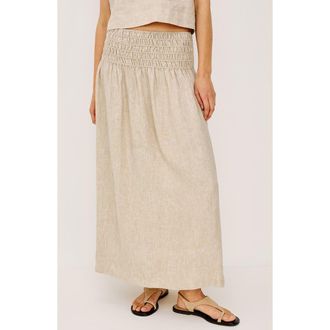 Rails Alessa Smock Waist Linen Maxi Skirt in Heathered Flax at Nordstrom, Size Medium