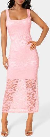 Bebe Square Neck Lace Maxi Dress in Fuchsia at Nordstrom Rack, Size X-Small