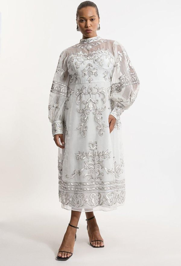 Karen Millen Plus Size Baroque Organdie Applique Buttoned Woven Maxi Dress  from 284.25 - on Stylight