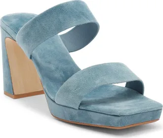Jeffrey Campbell Danity Platform Slide Sandal in Blue Suede at Nordstrom, Size 5.5