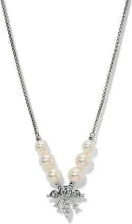 Nadri Undersea Imitation Pearl Frontal Necklace in Rhodium at Nordstrom
