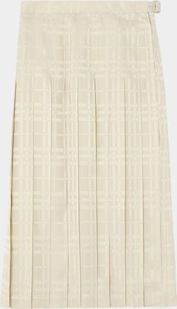 Burberry Annalie Jacquard-Check Silk Midi Skirt