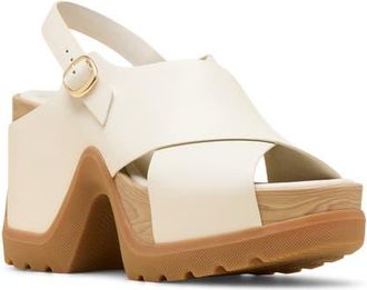 Sorel Roamn Rise Slingback Platform Sandal in Chalk/Gum 2 at Nordstrom, Size 10.5