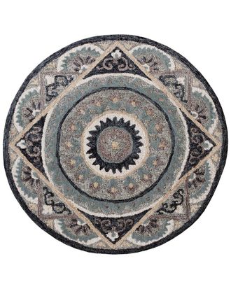 LR Home Lr Home Traditional Medallion Hand-Woven Wool Round Area Rug