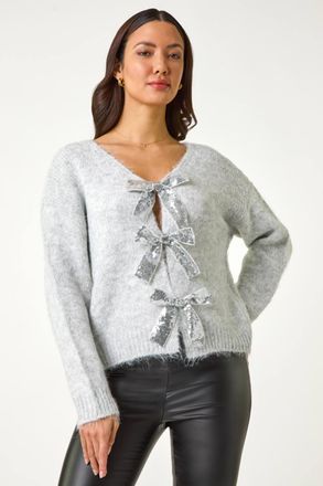 DUSK Sparkly Bow Cardigan