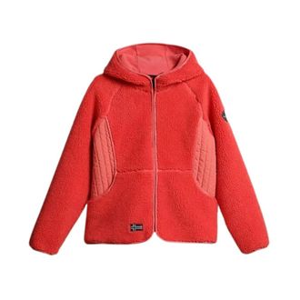 Napapijri Roze Yupik Fleece Hoodie met Rits - Dames - Fleece jassen - Roze - M - Polyester - Fitness