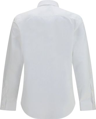 Burberry Mens Cotton Shirt With Check Trims Optic White