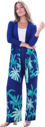Roaman's Ultra Drape Cardigan in Evening Blue Riviera Palms at Nordstrom, Size 36