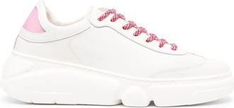 AGL White Emilie Leather Sculpted Sole Wedge Sneakers