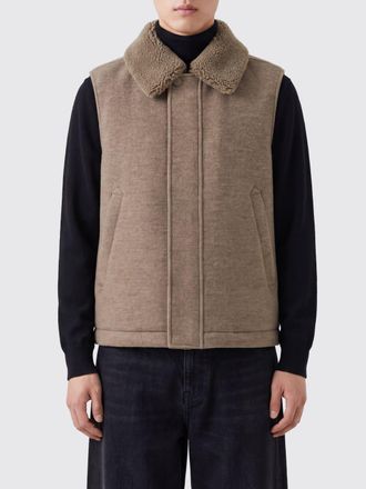 Canali Gilet imbottito in lana e cashmere con collo in pelliccia