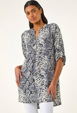 Roman Snake Print V-Neck Top