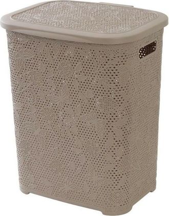 Feridras Cesto De Ropa De Pl&aacute;stico 50 Litros Flower Gris T&oacute;rtola