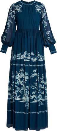 Erdem Avondjurk met lange mouwen - Blauw