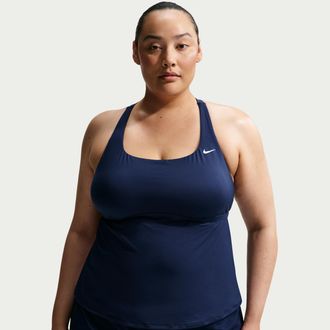 Nike Womens Swim Effortless Essential Square Neck Tank Topini (Plus Size) in Blue | NESSG339-440