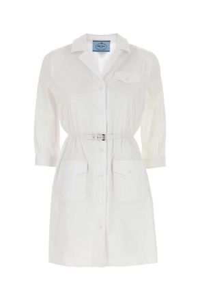 Prada Womens White Poplin Shirt Dress Cotton - Size EU 38 (Womens)