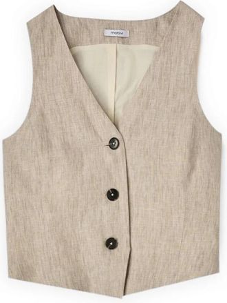 Motivi Suit Vests - Dames - Bodywarmers - Beige - S - Linnen - Jassen