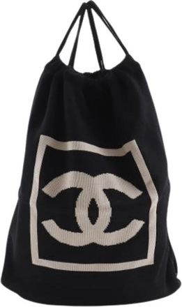 Chanel Pre-owned Sports Line Katoenen Rugzak - Dames - Vintage Rugzakken - Zwart - ONE Size - Katoen - Vintage