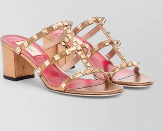 Valentino Garavani rockstud leather block heel slide sandals