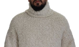 Dolce & Gabbana Mens Wool Knit Turtleneck Cream Nylon Elastane