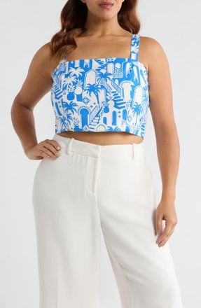 Sugarlips Nalina Crop Top in White-Blue at Nordstrom, Size 1X