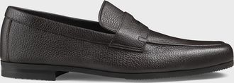 John Lobb Men & apos;s Thorne Soft Textured Leather Penny Loafers