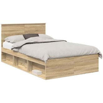 vidaXL Bed Frame Sonoma Oak 135 x 190 cm Engineered wood vidaXL