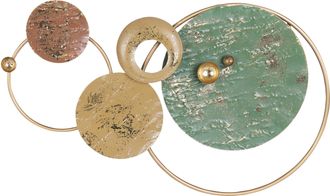 Beliani Decoraci&oacute;n De Pared Moderno Decorativo Colgante De Hierro Abstracto Formas Redondas Dorado Helio