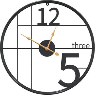 vidaXL Wall Clock Black Ø50 cm Iron Vidaxl