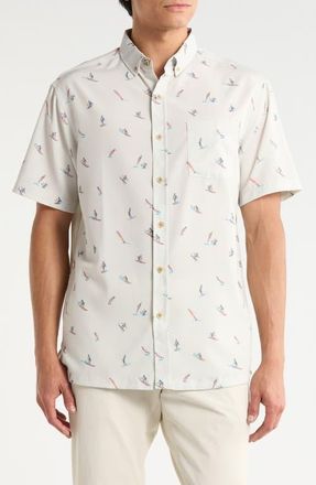 Kahala Surfs Up Short Sleeve Button-Down Shirt in Natural at Nordstrom, Size Xx-Large